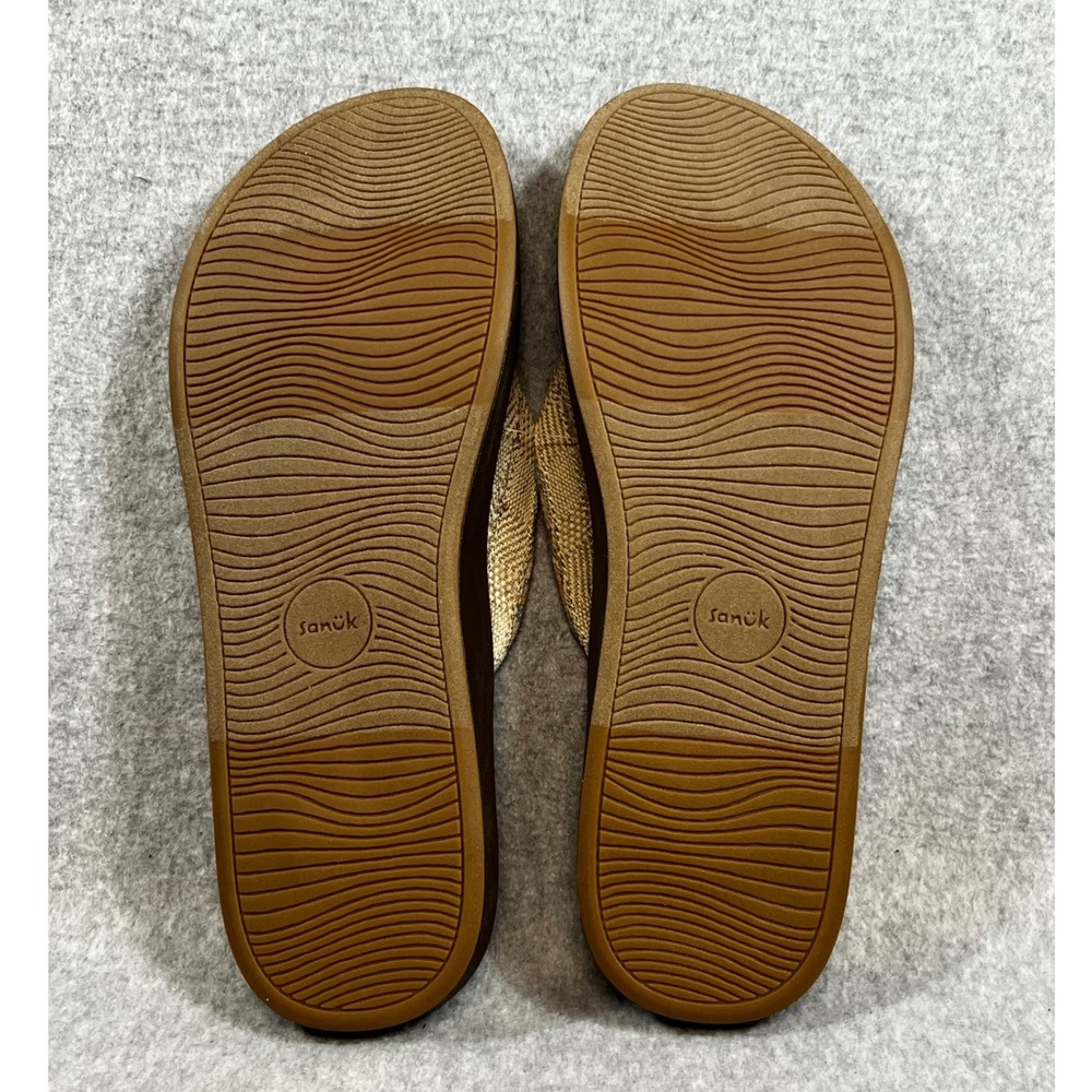 Sanuk‎ Men's 13 Cosmic Yoga Mat Hemp Flip Flop Shoe Natural Brown New Thong - Picture 3 of 4